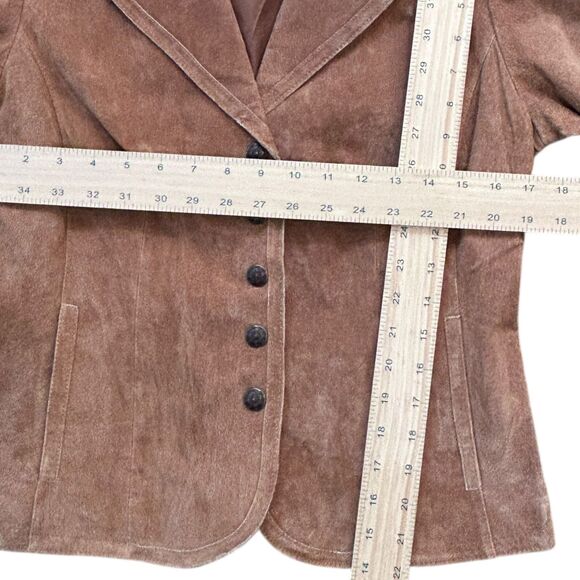 Women’s Live A Little LAL Brown Genuine Suede 100% Leather Snap Up Jacket Medium - Picture 15 of 16